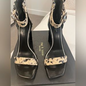 Rag & Bone Black/White Animal Print Ellis Sandal